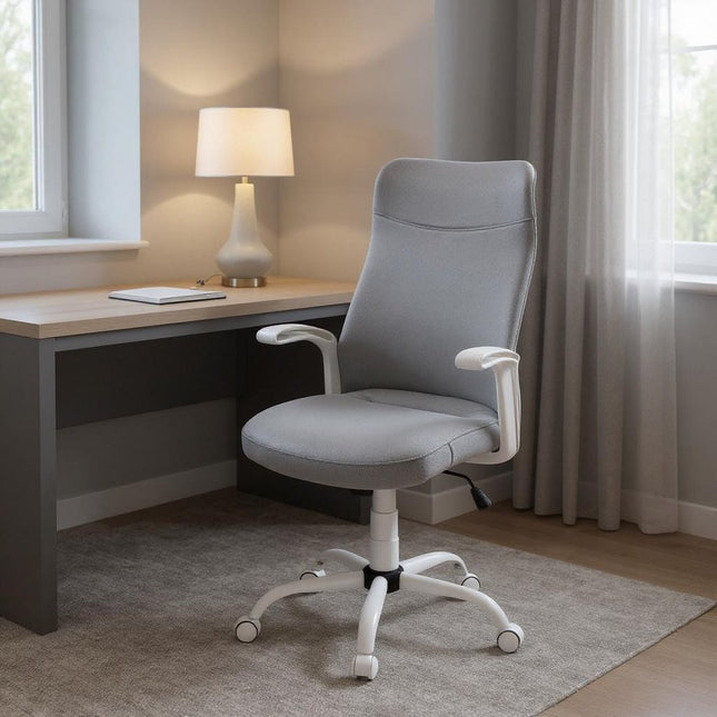 Gray and White Rolling Drafting Chair HomeRoots