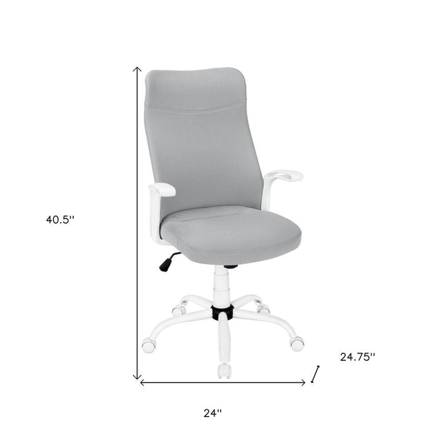 Gray and White Rolling Drafting Chair HomeRoots