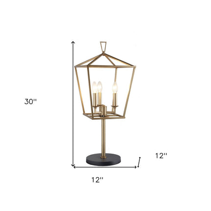 30" Black Iron Three Light Bedside Table Lamp HomeRoots
