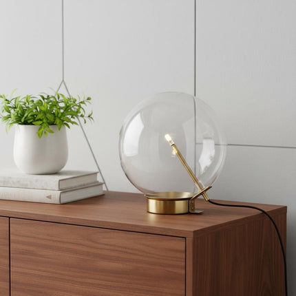 11" Brass Metal Globe Table Lamp HomeRoots