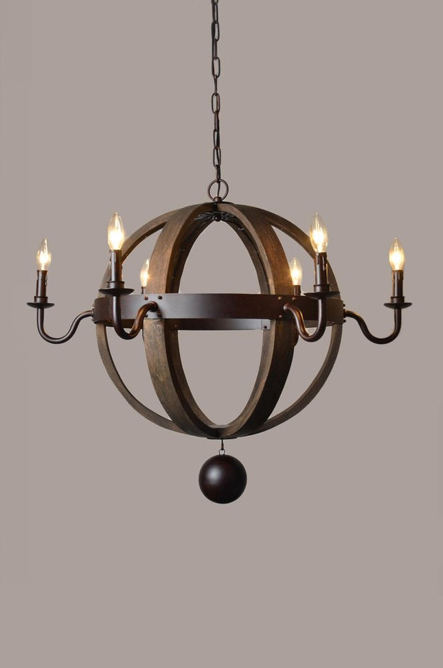 Brown Unique Statement Six Light Metal Chandelier HomeRoots