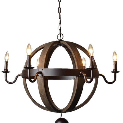 Brown Unique Statement Six Light Metal Chandelier