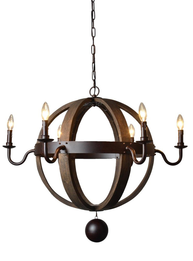 Brown Unique Statement Six Light Metal Chandelier HomeRoots