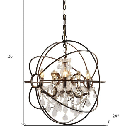 Bronze Unique Statement Five Light Metal Chandelier