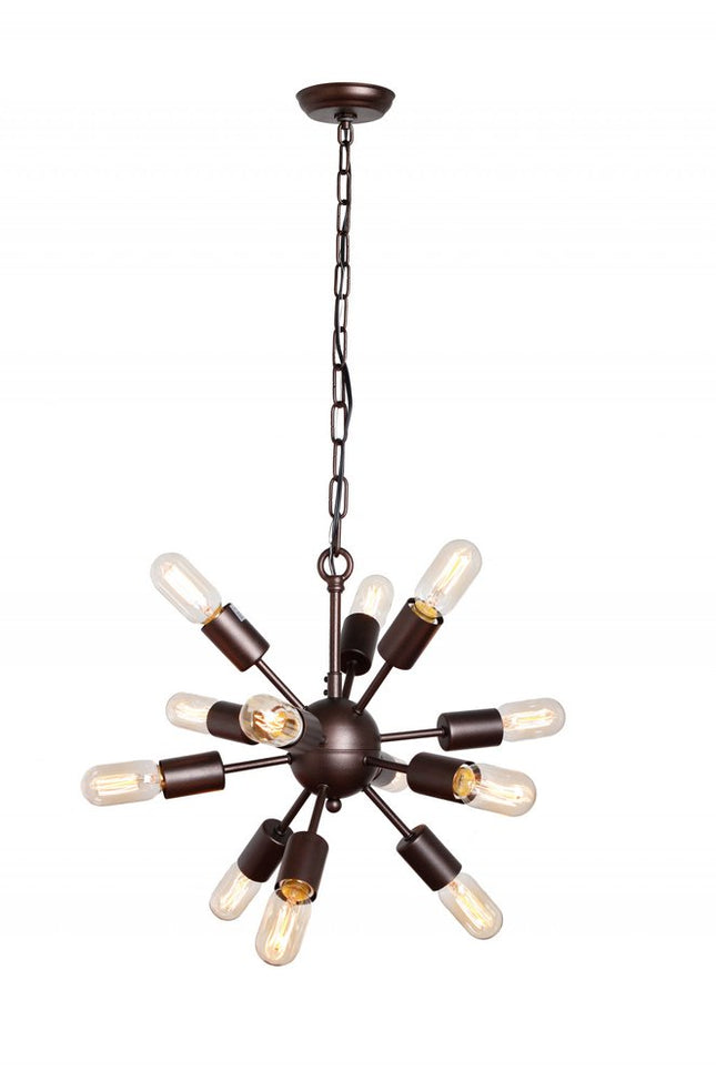Brown Sputnik Twelve Light Metal Chandelier HomeRoots