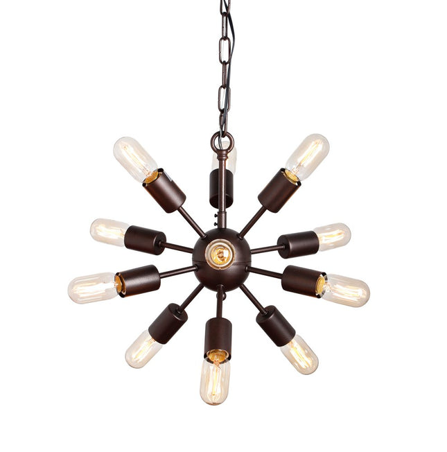 Brown Sputnik Twelve Light Metal Chandelier HomeRoots