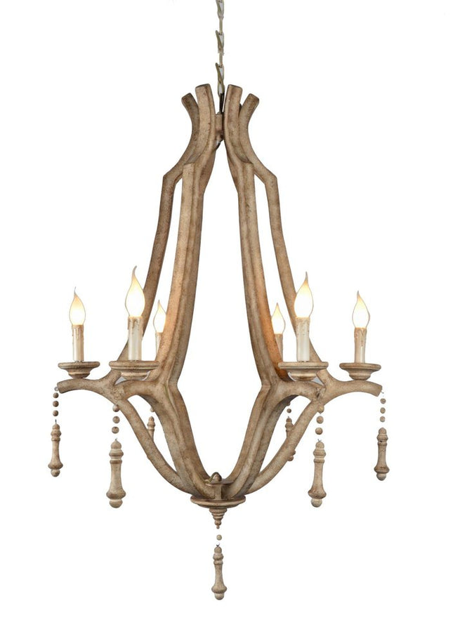 Brown Candle Style Six Light Metal Chandelier HomeRoots
