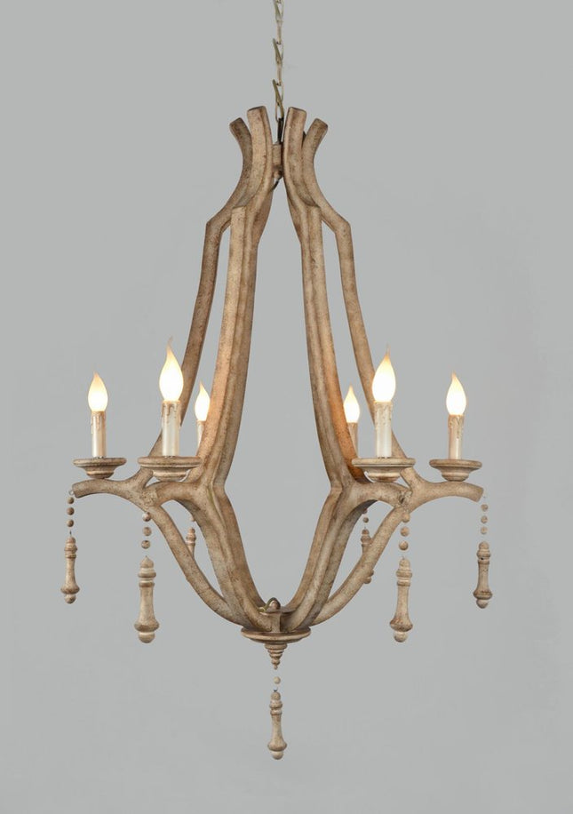Brown Candle Style Six Light Metal Chandelier HomeRoots