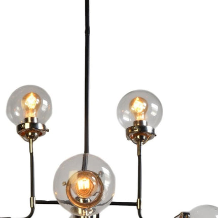 Silver Sputnik Eight Light Metal and Iron Chandelier With Clear Shades HomeRoots