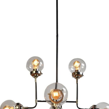 Silver Sputnik Eight Light Metal and Iron Chandelier With Clear Shades HomeRoots