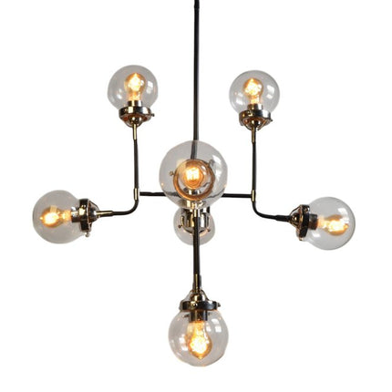 Silver Sputnik Eight Light Metal Chandelier With Clear Shades