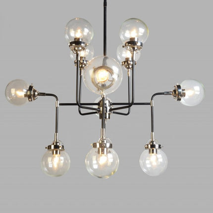 Black And White Sputnik Eight Light Metal Chandelier With Clear Shades