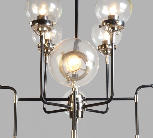 Black And White Sputnik Eight Light Metal Chandelier With Clear Shades HomeRoots