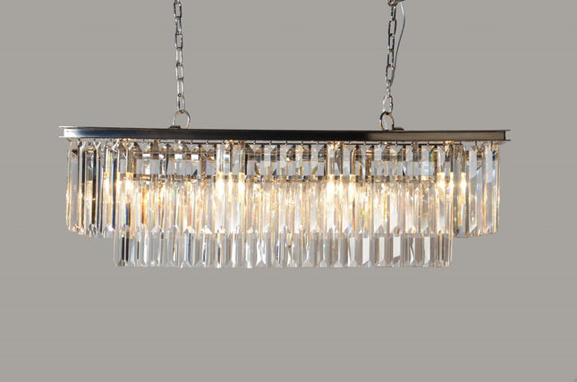 Black Unique Statement Eight Light Metal and Crystal Glass Chandelier With Clear Shades HomeRoots