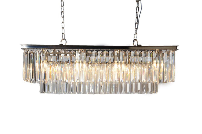 Black Unique Statement Eight Light Metal and Crystal Glass Chandelier With Clear Shades HomeRoots
