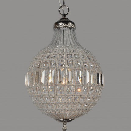 Silver Unique Statement Metal and Crystal Glass Chandelier With Clear Shades