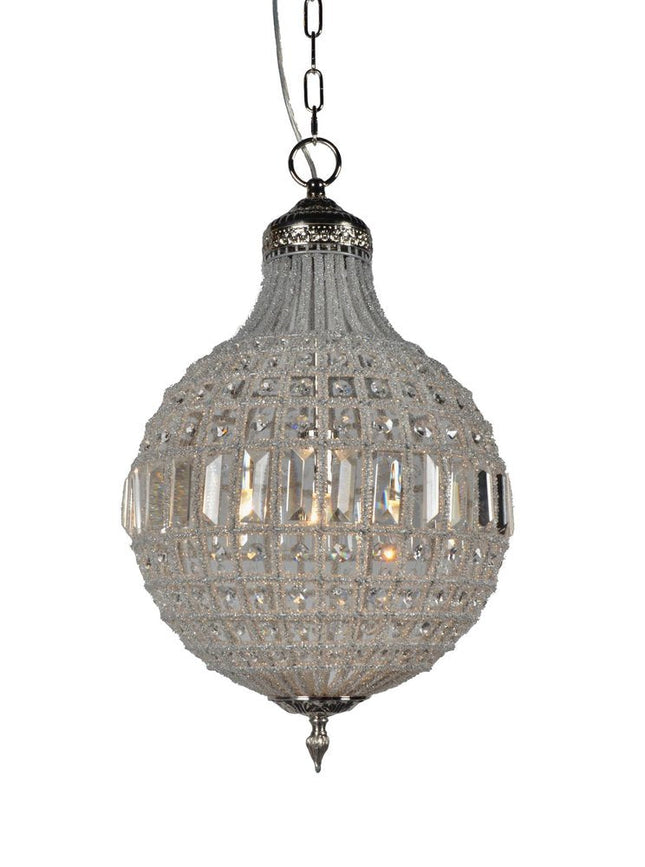 Silver Unique Statement Metal and Crystal Glass Chandelier With Clear Shades HomeRoots