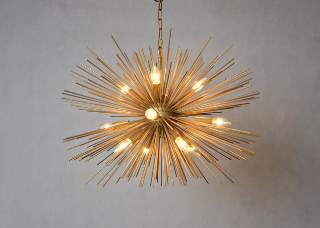 Gold Sputnik Twelve Light Metal Chandelier HomeRoots
