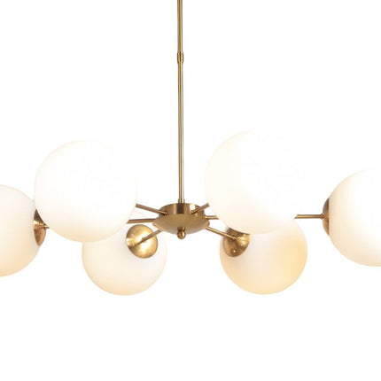 Brass Sputnik Six Light Metal Chandelier With White Shades