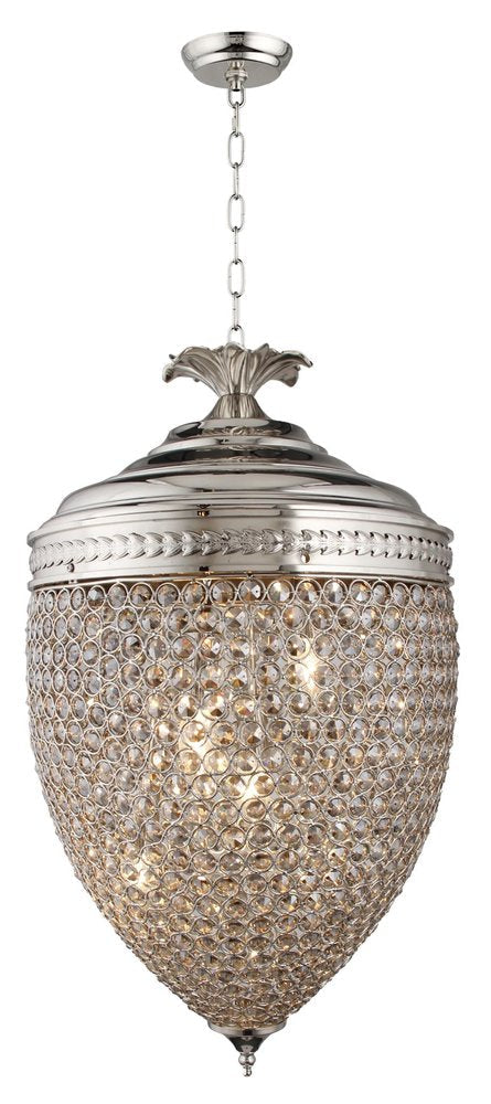 Silver Unique Statement Three Light Metal and Crystal Glass Chandelier With Clear Shades HomeRoots