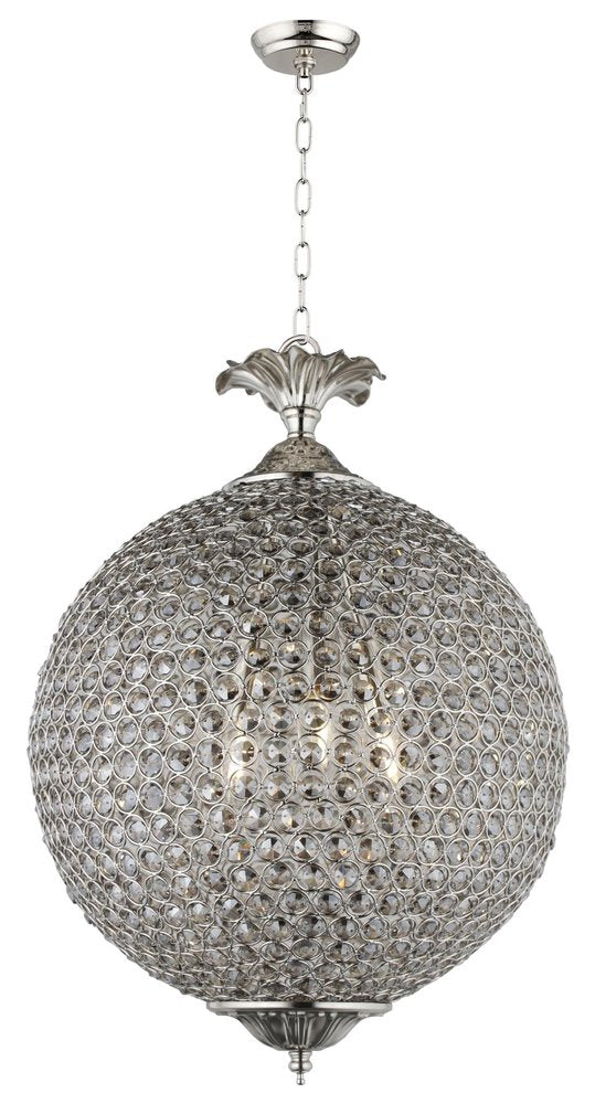 Silver Unique Statement Three Light Metal and Crystal Glass Chandelier With Clear Shades HomeRoots