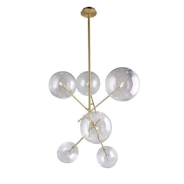Antiqued Brass Sputnik Four Light Metal Chandelier With Clear Shades HomeRoots