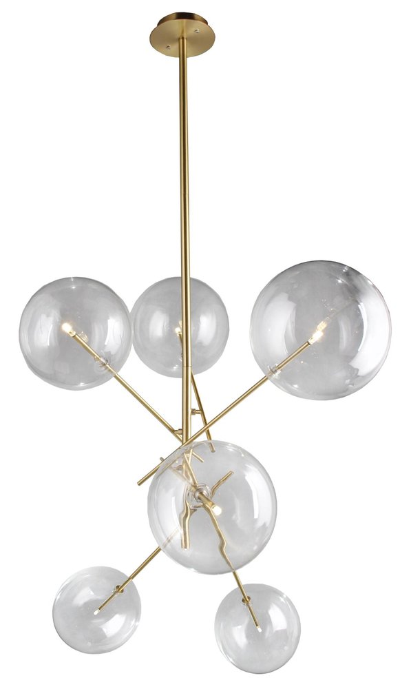 Antiqued Brass Sputnik Four Light Metal Chandelier With Clear Shades HomeRoots