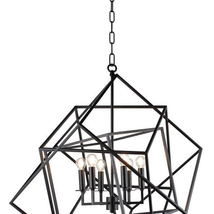 Black Unique Statement Six Light Metal Chandelier With Black Shades HomeRoots