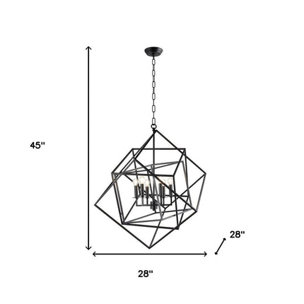 Black Unique Statement Six Light Metal Chandelier With Black Shades HomeRoots