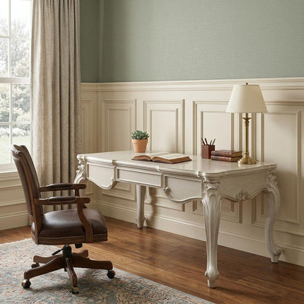 72" White Wood Executive Desk With Three Drawers HomeRoots