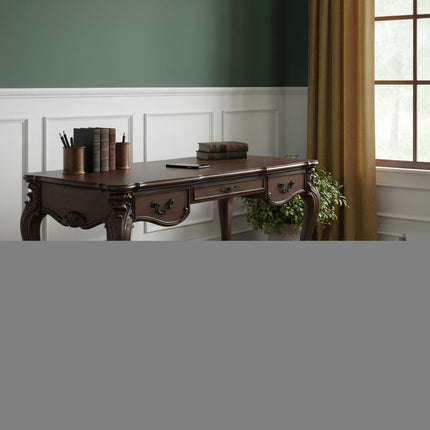 72" Dark Brown Wood Executive Desk With Three Drawers HomeRoots