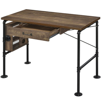 39" Brown and Black Writing Desk HomeRoots