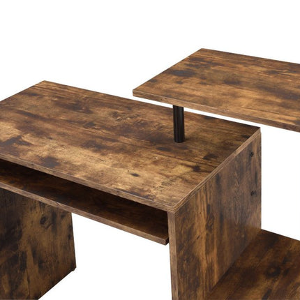 37" Oak and Black Wood and Metal Computer Desk HomeRoots