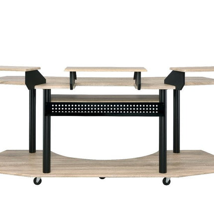 83" Natural and Black Music Recording Studio Desk HomeRoots