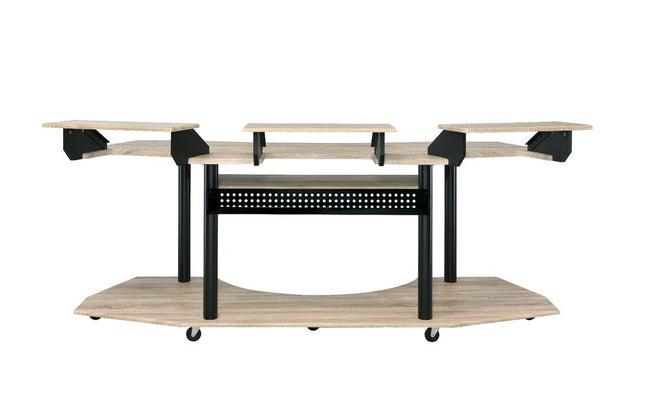 83" Natural and Black Music Recording Studio Desk HomeRoots