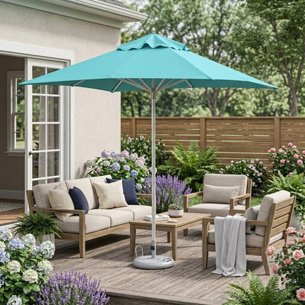 102" Aqua Polyester Square Market Patio Umbrella