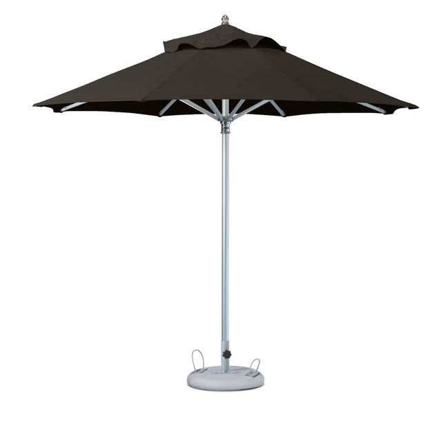 102" Black Polyester Round Market Patio Umbrella with Stand
