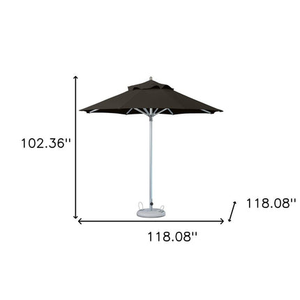 102" Black Polyester Round Market Patio Umbrella with Stand