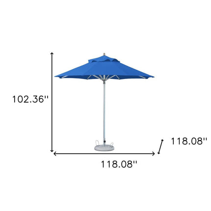 10' Blue Polyester Round Market Patio Umbrella HomeRoots