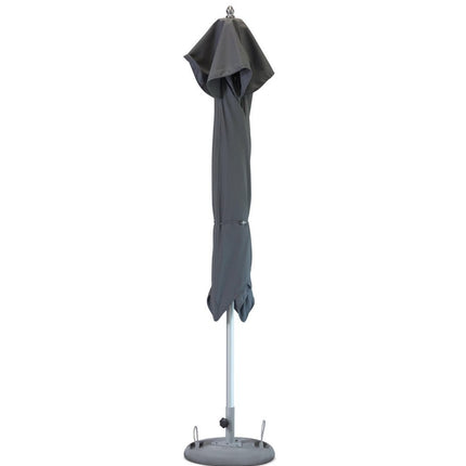 10' Charcoal Polyester Round Tilt Cantilever Patio Umbrella with Stand HomeRoots