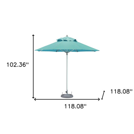 10' Aqua Polyester Round Market Patio Umbrella