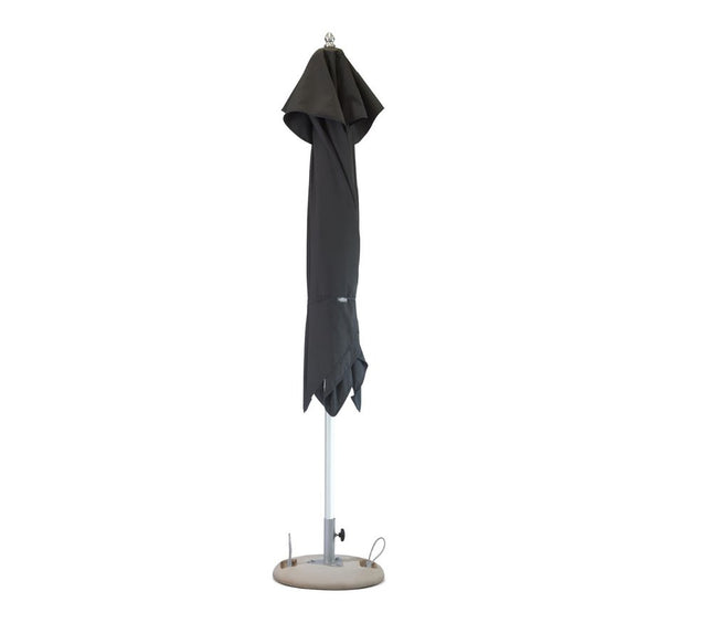 13' Black Polyester Round Tilt Cantilever Patio Umbrella with Stand HomeRoots
