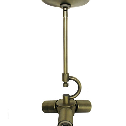 Antiqued Brass Bulb Three Light Metal Chandelier