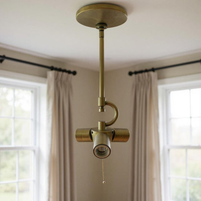 Antiqued Brass Bulb Three Light Metal Chandelier HomeRoots