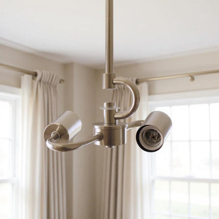 Nickel Bulb Two Light Metal Chandelier HomeRoots