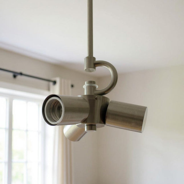 Nickel Bulb Three Light Metal Chandelier HomeRoots