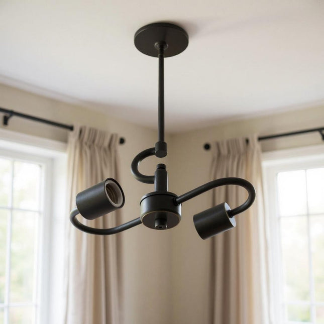Bronze Bulb Two Light Metal Chandelier HomeRoots