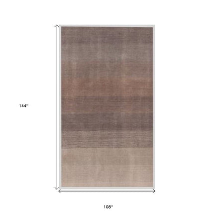 9' X 12' Violet Taupe And Brown Ombre Hand Loomed Area Rug HomeRoots