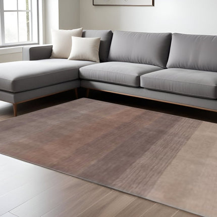 9' X 12' Violet Taupe And Brown Ombre Hand Loomed Area Rug HomeRoots