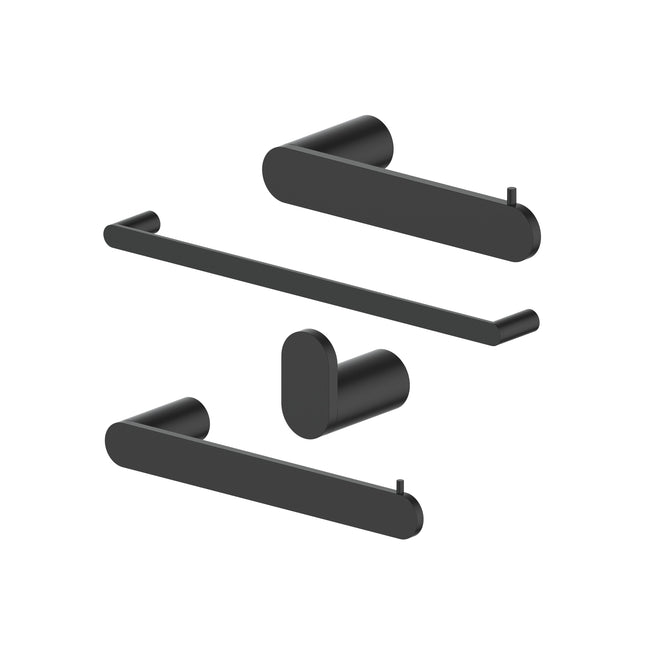 ZLINE Crystal Bay Bathroom Accessories Package with Towel Rail, Hook, Ring and Toilet Paper Holder in Matte Black (ZLINE Crystal Bay Bathroom Accessories Package with Towel Rail, Hook, Ring and Toilet Paper Holder in Matte Black)